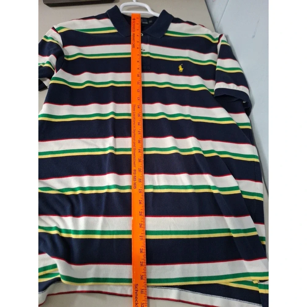 Polo Ralph‎ Lauren XL Striped Colorful Short Sleeve Polo Shirt Knit Cotton